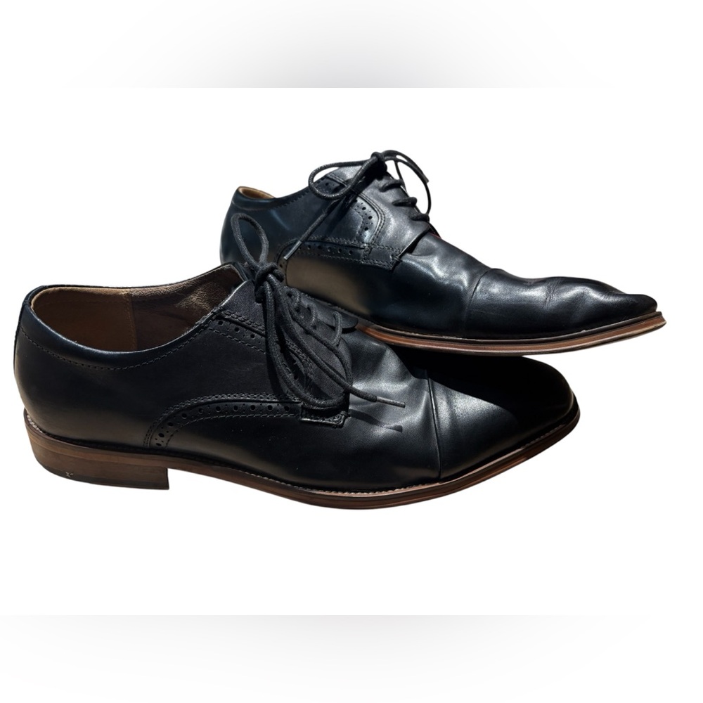Steve Madden P Crew Black Leather Oxfords-Size 11